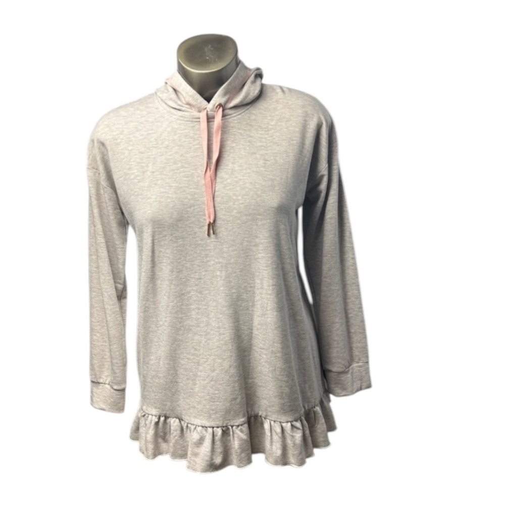Matilda Jane Gotta Run Tunic Chic Gray Hoodie with Peach Tone Drawstrings Sz 2X